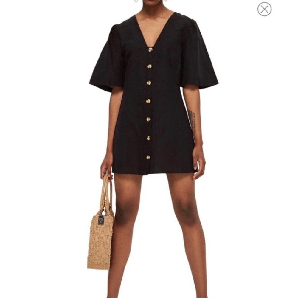 Topshop Angel Sleeve Linen Button Down Dress Sz:4